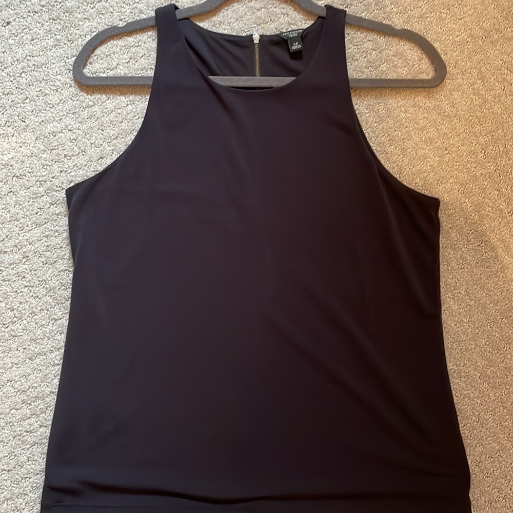 Ann Taylor Petite Large lined black sleeveless top with back zipper